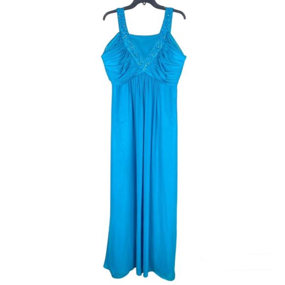 Blue Women's Long Chiffon Dress Sz XXXL Turquoise Formal Party Gown Prom Pageant